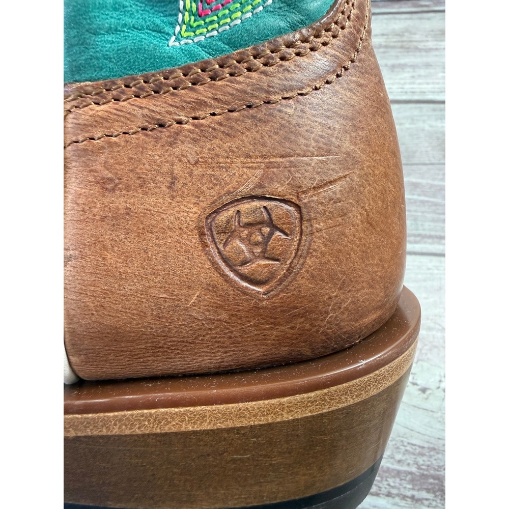 Ariat Futurity Colt Women Western Boots Tan Patina Cenote Green Leather 10051021 - Picture 16 of 16